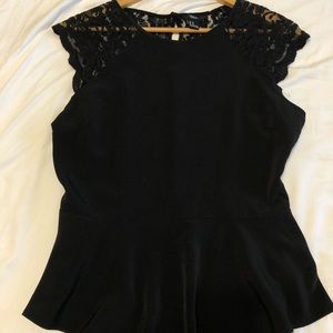 Black Lace Peplum Top